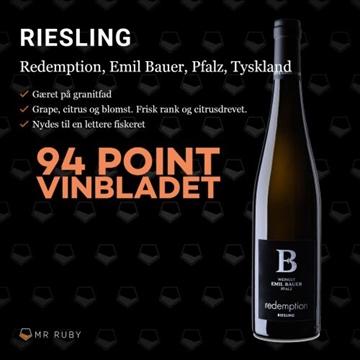 2018 Redemption Riesling, Emil Bauer, Pfalz, Tyskland